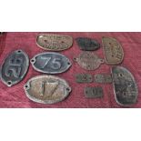 Eleven cast iron plates including four wagon plates, bridge plates, etc (11)