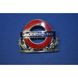 London Underground enamel silver metal surround cap badge W54mm