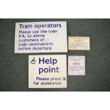 Four metal plate railway signs, two large and two smaller (4)