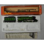 Boxed Hornby OO gauge Mallard steam train (good condition; light signs of use)