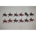 12 vintage metal Britain’s Dragoon figures. Fair to good, some paint chipping etc. Also one horse