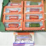 Eight 1:76 scale diecast models of British Routemaster double decker buses by Exclusive First