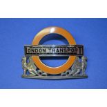 London Transport silver enamel inspectors cap badge, hallmarked with inscription WJD 783