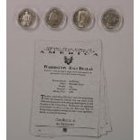 Four silver USA silver half dollars, to include 1893 Columbian (F), 1964 Kennedy (F/VF), 1946