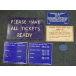 Three British Rail ticket office signs, modern reproduction railway flat plate signs, 1804