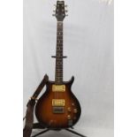 Washburne Raven six string electric guitar with full body with Tabaco sunburst finish, late 70s