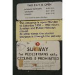 Three flat steel plate British Rail Exit and Entry signs (3)