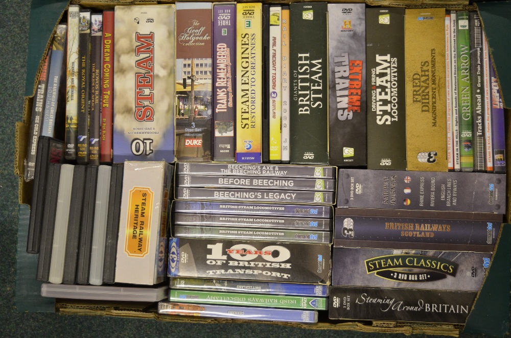 Three boxes of railway related DVDs and videos - Image 3 of 4