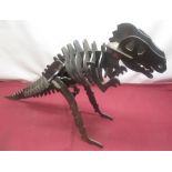 Metal Tyrannosaurus Rex skeleton figure