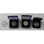 Jersey 2013 silver proof ERII coronation jubilee £5, 2002 silver proof golden jubilee £5, 1998 HRH