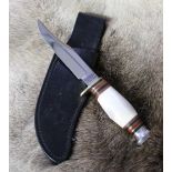 John Nowill & Sons Ltd of Sheffield bowie knife with clip blade and bone handle with brass guard and