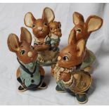 Set of four large Pendelfin figures including Father Rabbit, Mother Rabbit, Uncle Soames, and Mother