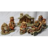 Six Pendelfin figures including Dasher, Sudsey, Grandmother and Gramps, Romeo and Juliet and