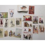 Collection of WW1 postcards, mainly comic with some Northern France town ruins (approx. 110