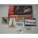 Eight items, seven plastic model kit and corgi WWII Legends Junkers JU87R-2, Airfix 1:22 617