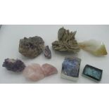 Desert Rose, Amythest, Rose Quartz, Clear and Orange Quartz, piece of Sodalite from Brazil, etc (9)