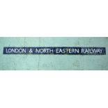 Enamel London and North Eastern Railway sign, 204.5cm x 14.5cm
