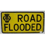 Vintage AA Road Flooded metal road sign, made by Hills Staines of London 610mm x 350mm