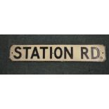 Cast iron Station Road road sign 827mm x 151mm