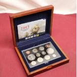 Royal Mint 2005 Executive Proof collection coin set, presented in original mahogany box with cert.