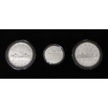 Canadian Silver Voyager Coin set containing George V voyageurs in birth canoe, Voyageur 75th
