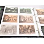Folder containing approximately three hundred and fifty postcards of castles such as Ravensworth,