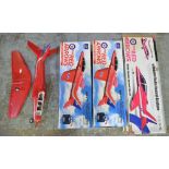 Three radio controlled flying Hawk models, 2 in Red Arrows livery. Models appear complete and