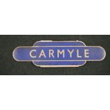 Scotrail pale blue station sign "Carmyle" 91cm 26cm (AF)