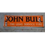 Vintage pressed steel plate John Bull The Long Service Tyre 122cm x 40cm