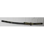 Quality reproduction katana in scabbard, blade L27.5", overall L37"
