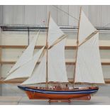 Large wooden model of schooner, dimensions H180cm L200cm