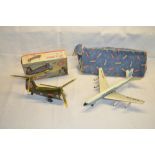 Boeing 707 Pan-AM metal model with weighted fly wheel (A/F) with box, Louis Marx & Co. mechanical