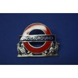 London Underground enamel silver metal surround cap badge W54mm