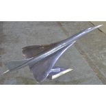 Large steel floor standing Concorde model (with drooped nose), scale 1:50. No makers mark but
