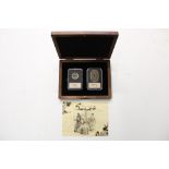 'Coins of the Samurai' a Japanese two coin set of a 100 Mon coin and 4 Mon coin c1850 and a Meiji