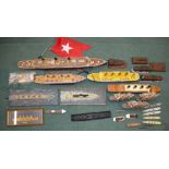 Collection of pre-made ship models, amateur built ship models mostly in wood, including Titanic,