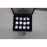 Fifteen silver proof coins from the Motorsport Official Commemorative Coin Collection, examples