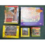 As new HO OO gauge accessories including Hornby country post office, scenix three story terraced