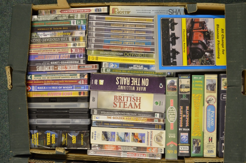 Three boxes of railway related DVDs and videos - Image 2 of 4