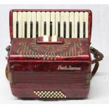 Paolo Soprano accordion with intact key board and buttons, scroll work design with good intact