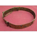 Extremely large C19th/C20th brass riveted dog collar with later extension piece and pin hinge D19cm