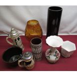 Selection of various ceramics and glassware including a large Brandy glass, a Capodimonte vase,
