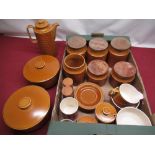 Collection of 1970's Hornsea Saffronkitchen ware comprising large tea, coffee and two sugar jars,