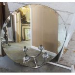 Art Deco circular mirror with bevel edge and twin chromed light fitting