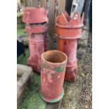 Set of three terracotta chimney pots King 36", Queen 37" Pawn 21" (3)