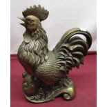 Chinese cast metal figurine of a cockerel, H34cm