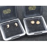 9ct yellow gold screw back earrings with faceted claw set orange stones with open work petals,