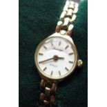 Ladies Sovereign 9ct yellow gold case wristwatch on a hallmarked bracelet