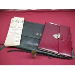 Early C20th red Morocco leather correspondence case containing WWI period hand drawn charcoal and