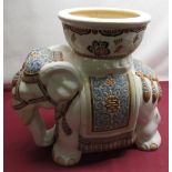 Chinese pottery elephant jardiniere plant stand, H37cm
